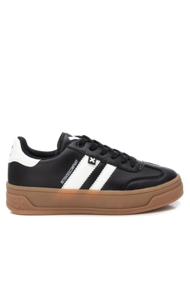 XTI White Stripe Black Trainers 143645-BLK-1