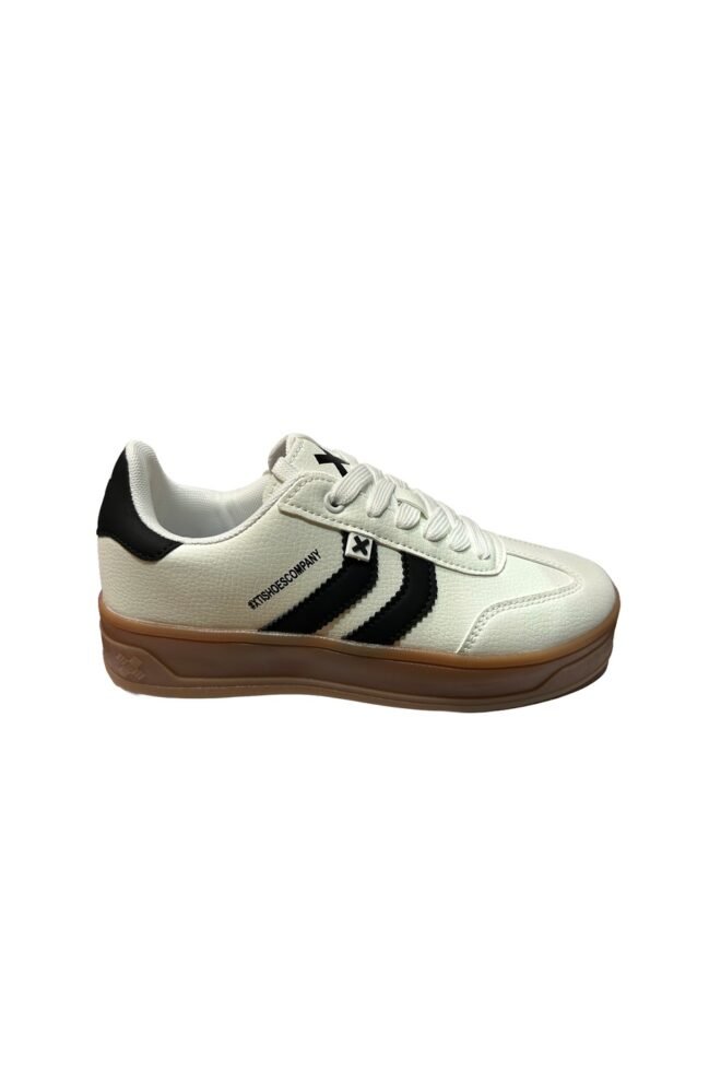 XTI Black Stripe White Trainers 143645-WHI-1