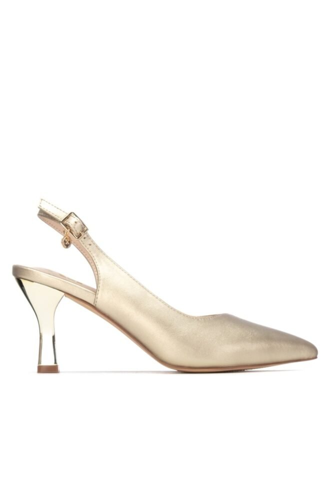 XTI Gold Mid Heel Slingbacks 145369-GOLD-1
