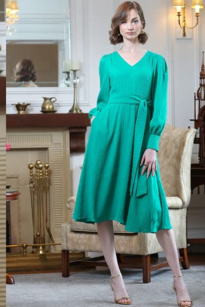 Rant and Rave Bella plain green dress. BELLA-GRN-1